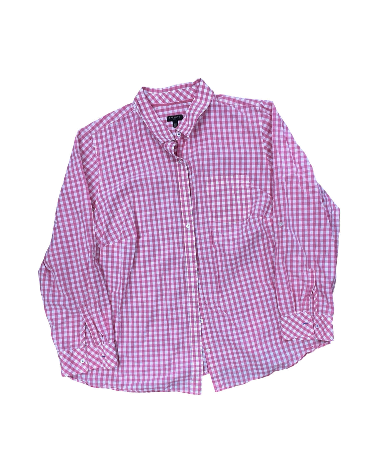 Blouse Ls By Talbots In Pink & White, Size:1X