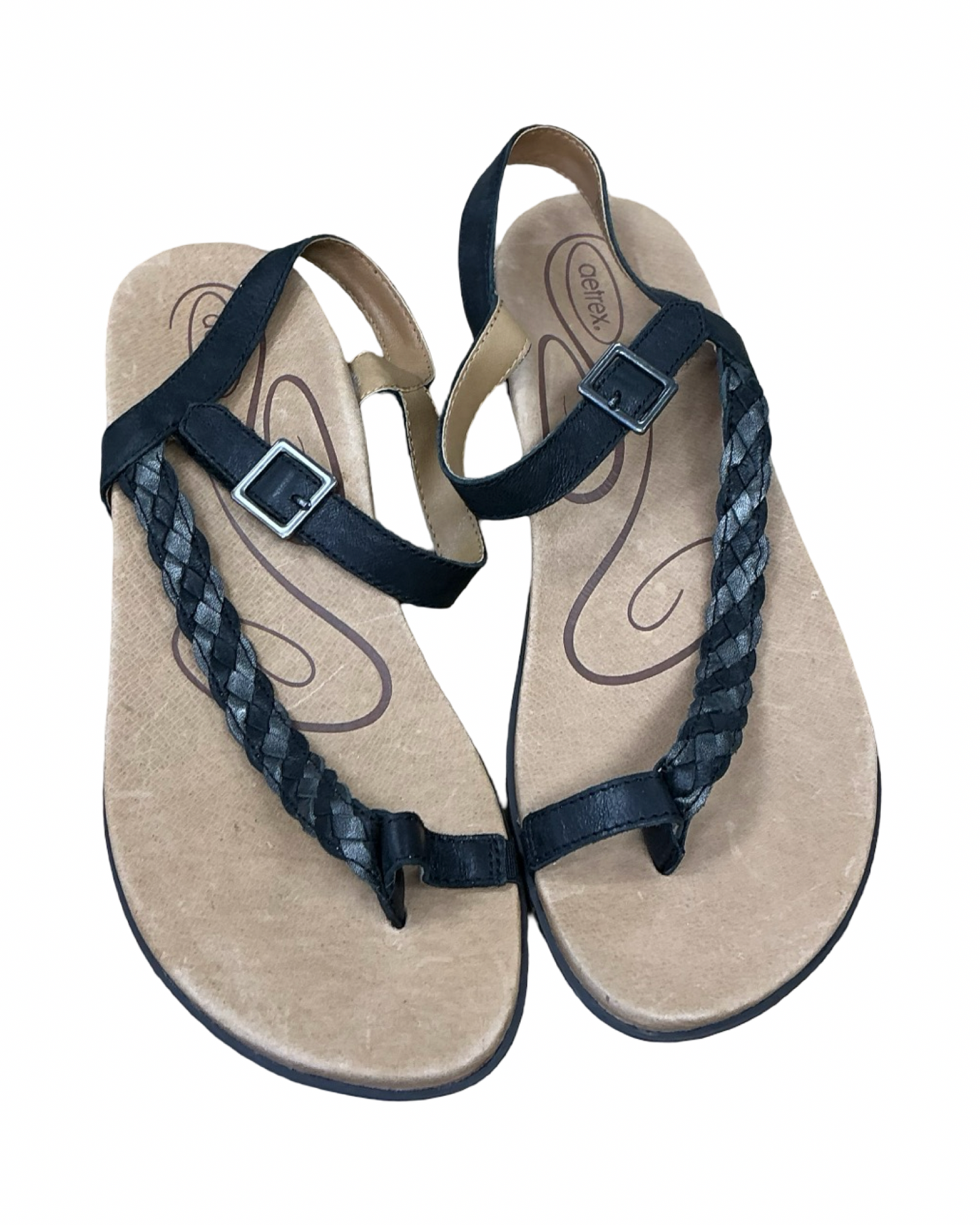 Sandals Flats By Aetrex In Black, Size:10