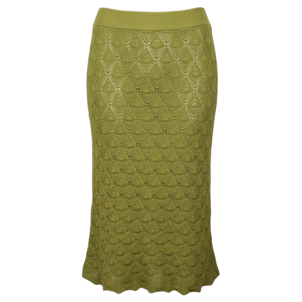 Slim Crochet Midi Slit Skirt By Anthropologie In Green, Size: S