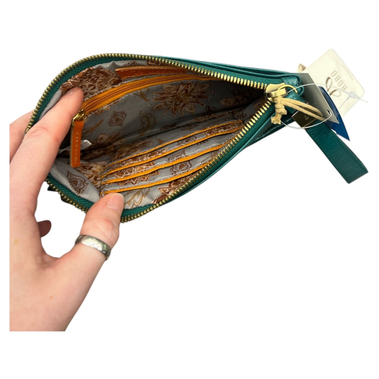 Wristlet Leather By Hobo Intl In Green, Size:Medium