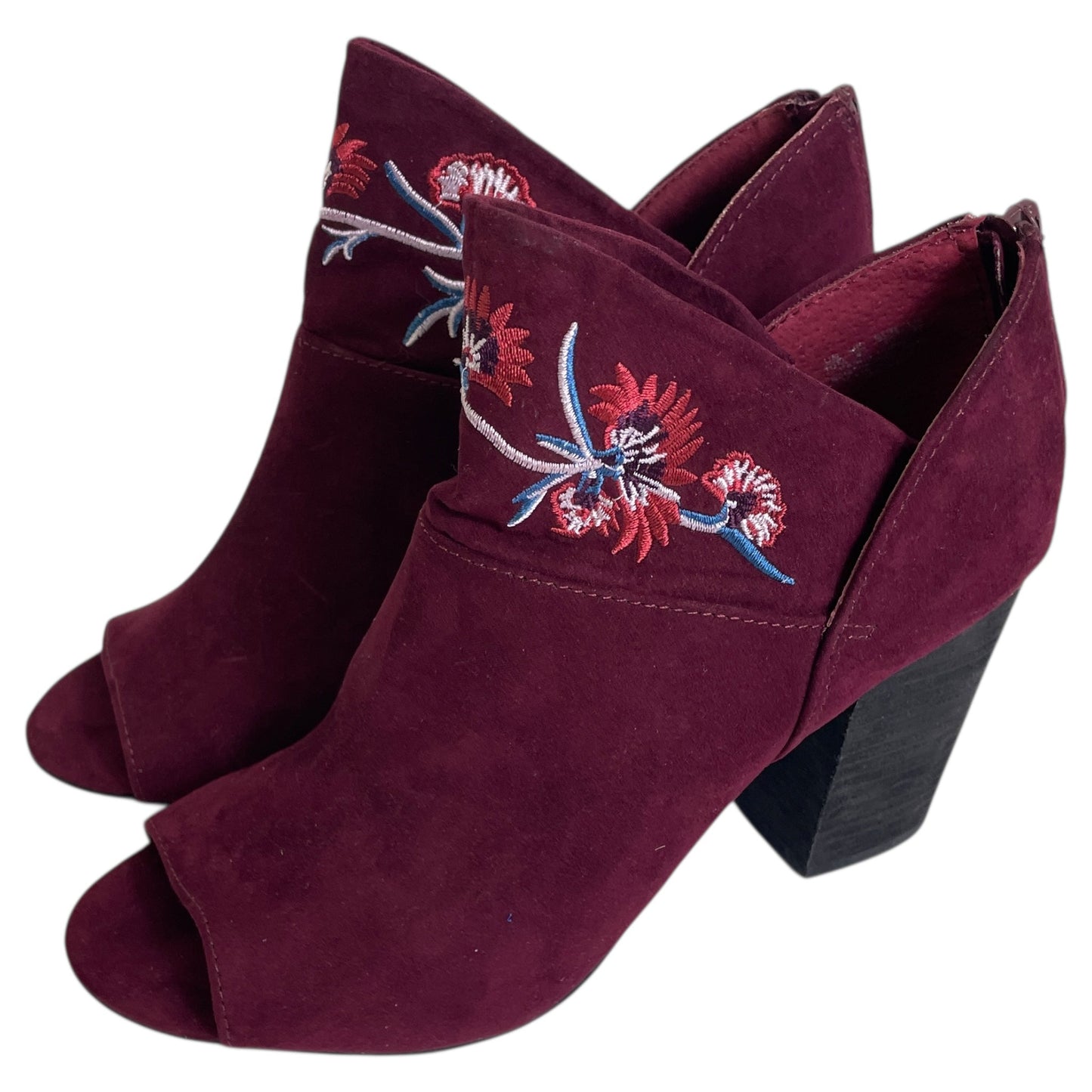 Sandals Heels Block By Carlos By Carlos Santana In Maroon, Size:10