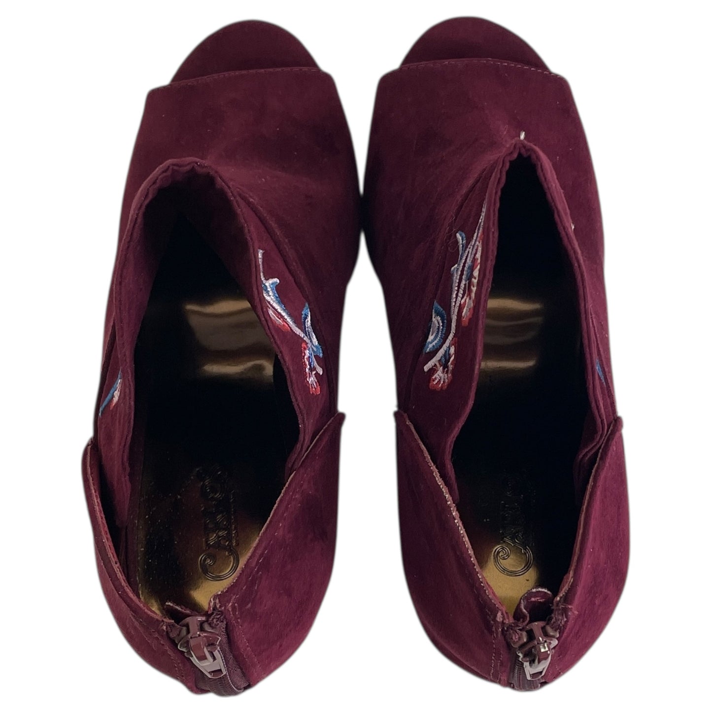 Sandals Heels Block By Carlos By Carlos Santana In Maroon, Size:10