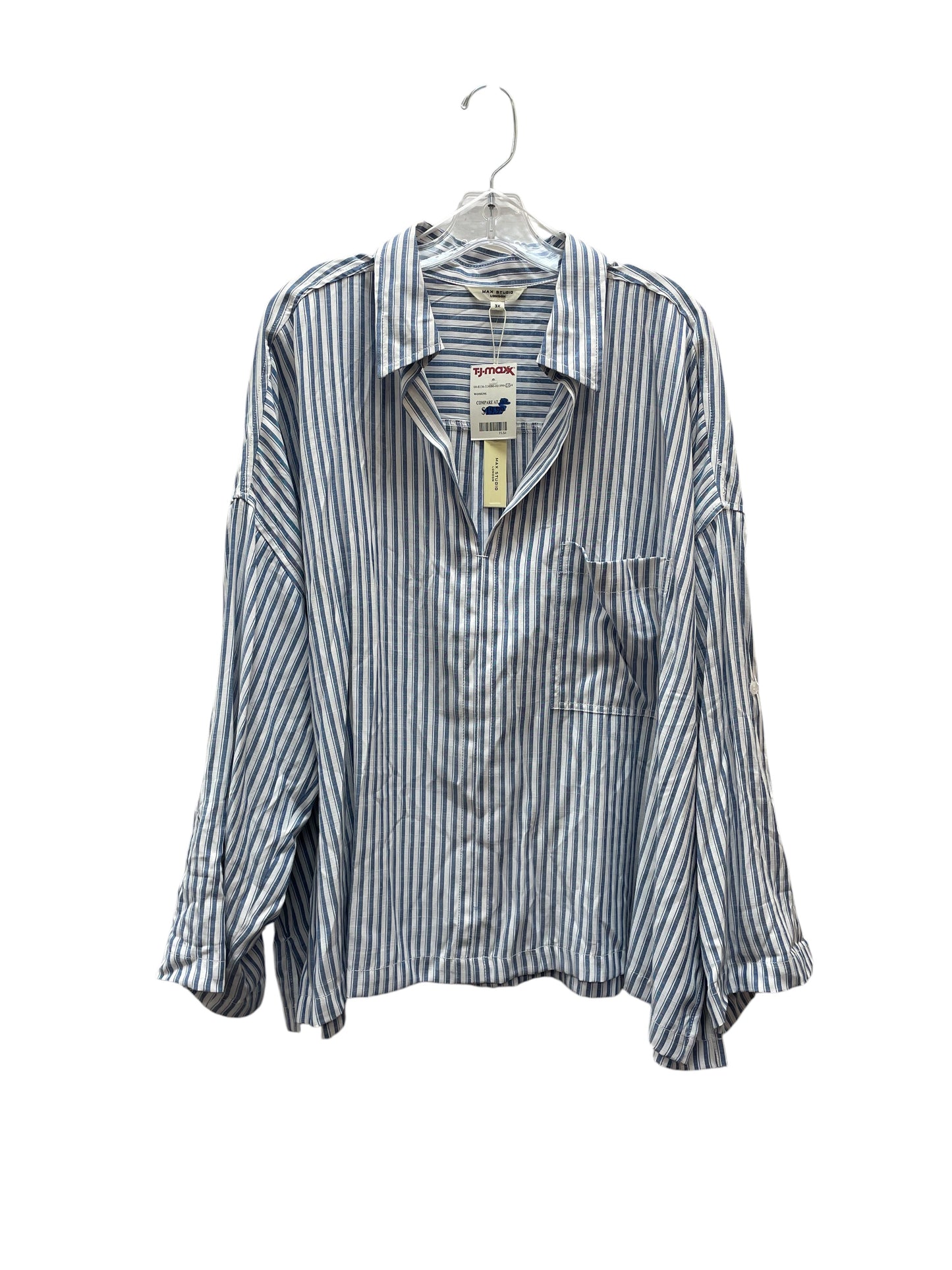 Top Ls By Max Studio In Blue & White, Size:3X