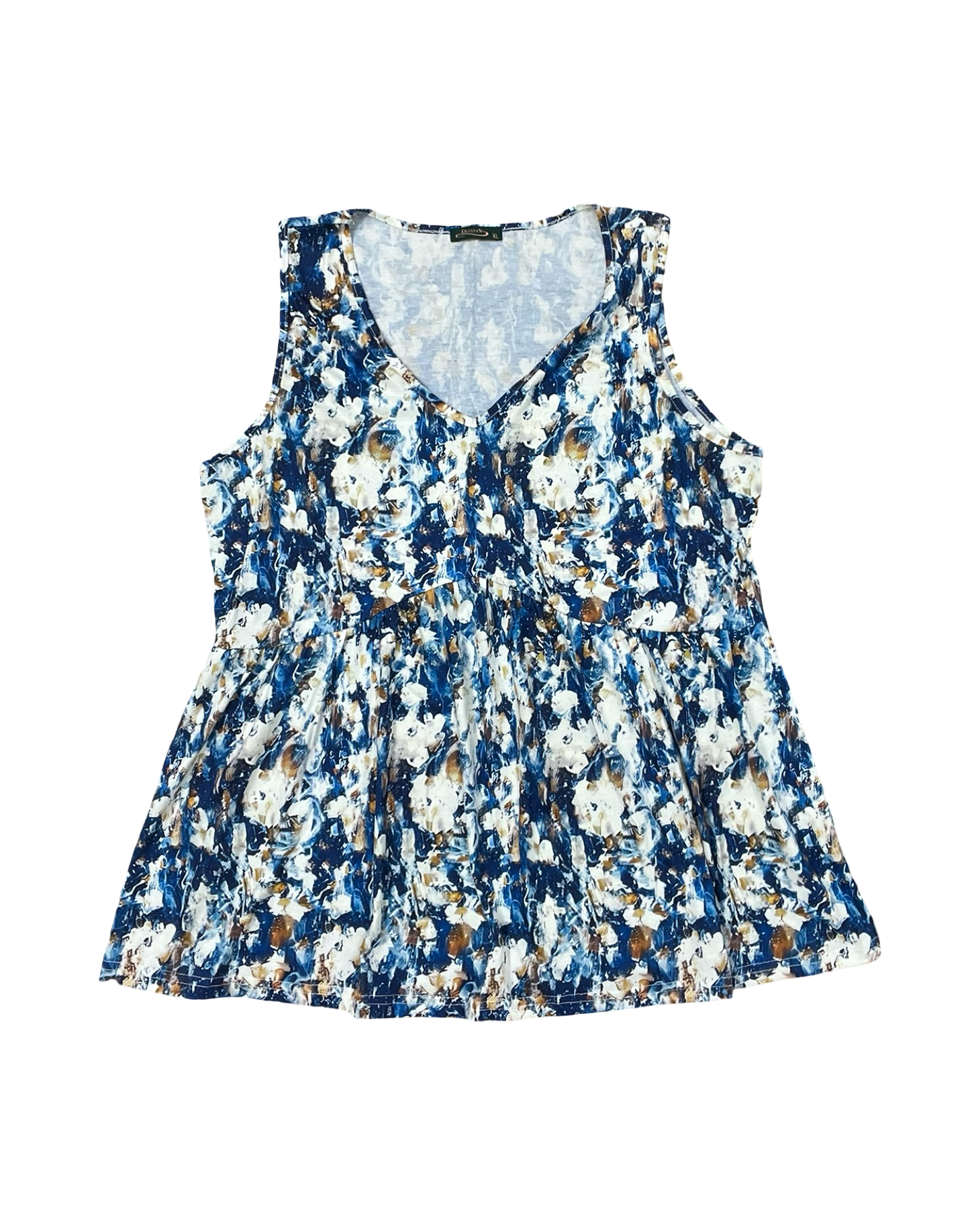 Top Sleeveless By Clothes Mentor In Blue & Cream, Size:Xl