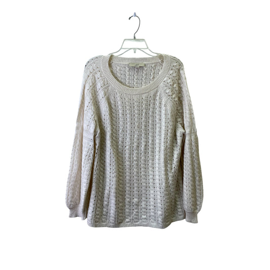Sweater By Loft In Cream, Size:1X