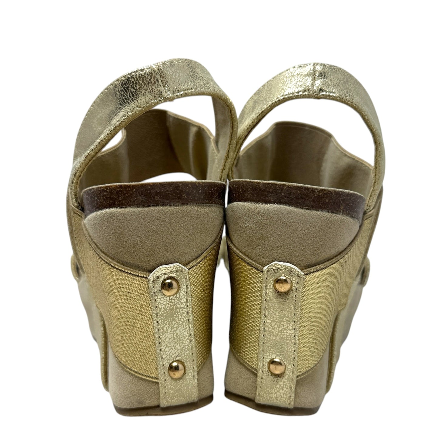 Truce Wedge Sandals By Nature Breeze In Gold, Size: 5.5