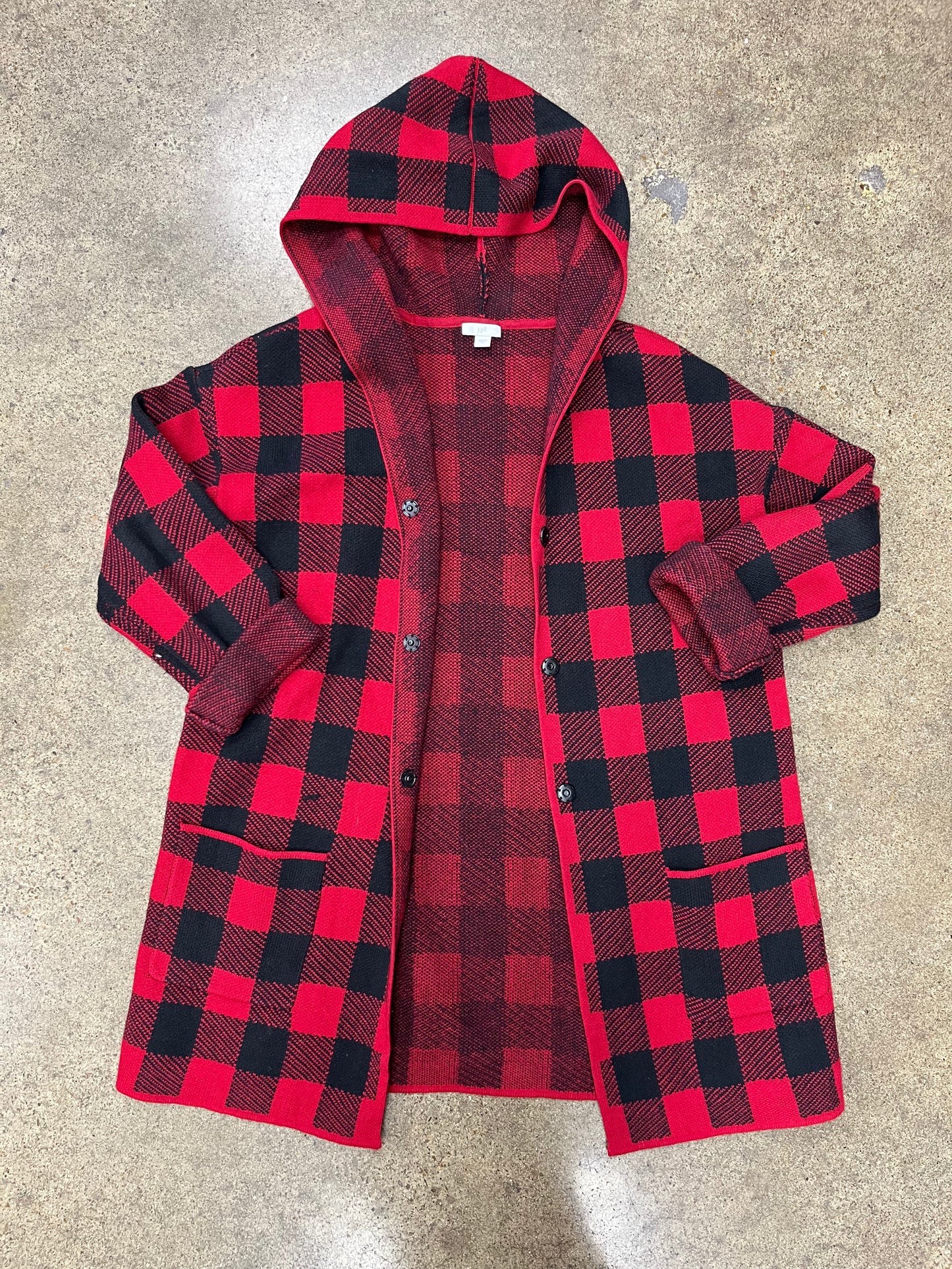 Sweater Cardigan By J. Jill In Black & Red, Size:M