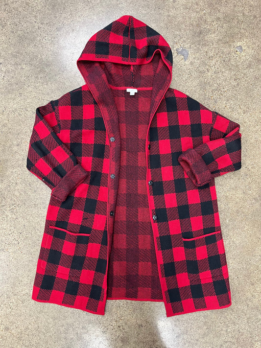 Sweater Cardigan By J. Jill In Black & Red, Size:M