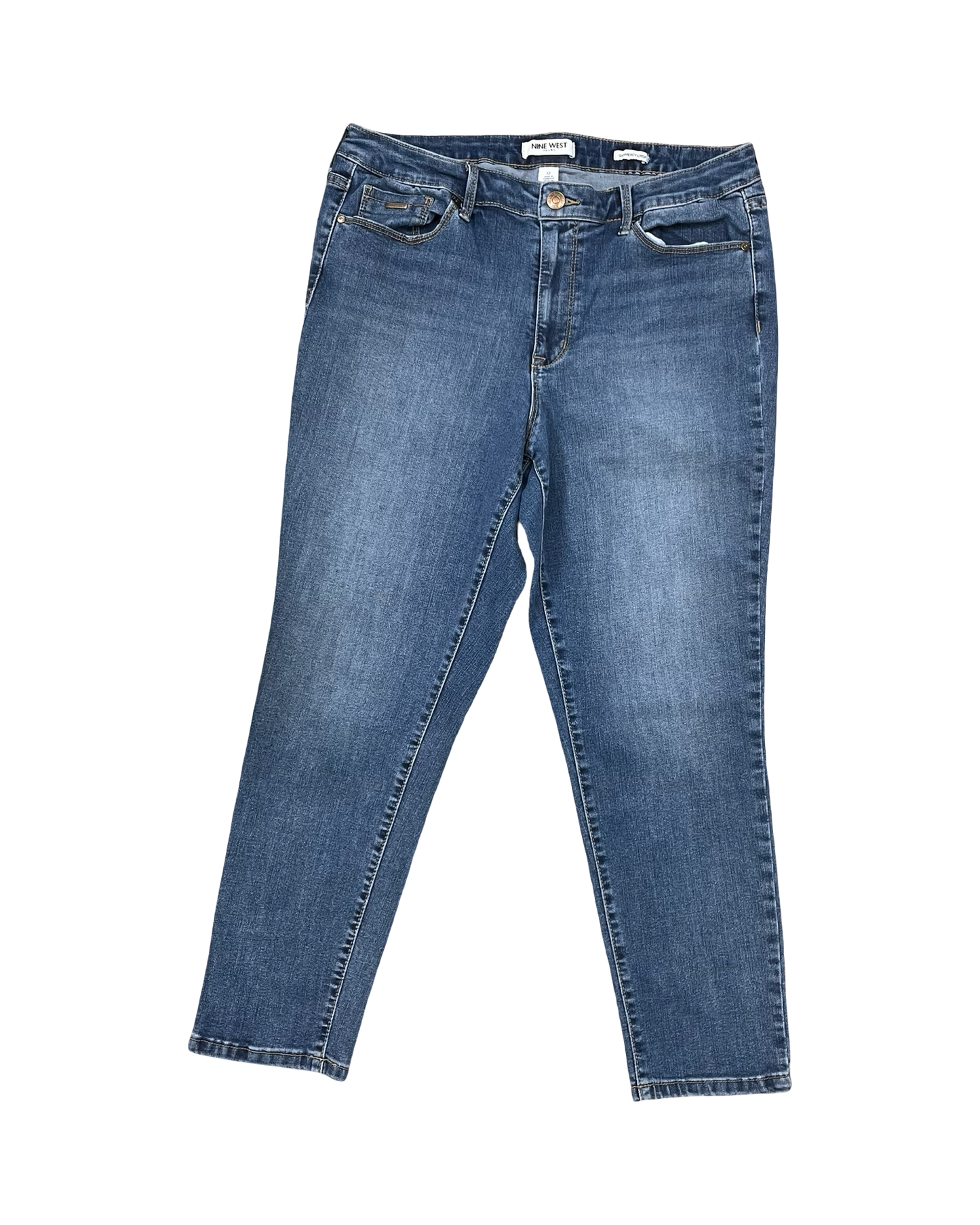 Jeans Cropped By Nine West In Blue Denim, Size:12