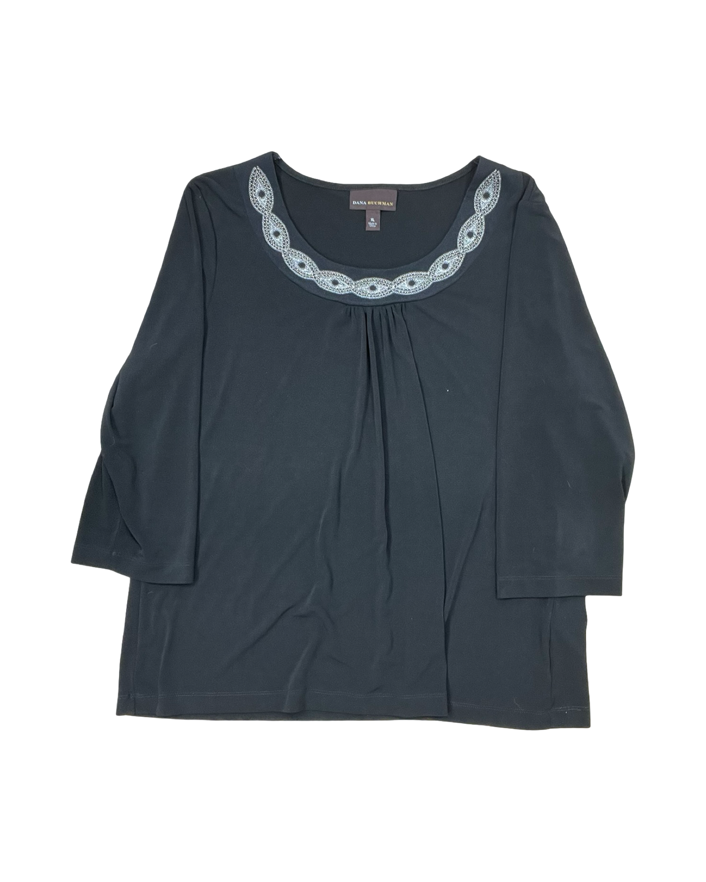 Top 3/4 Sleeve By Dana Buchman In Black, Size:Xl