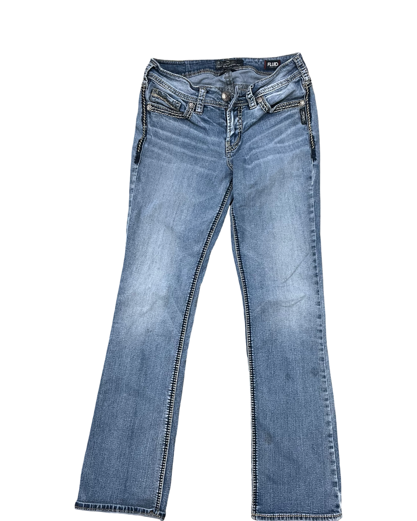 Jeans Boot Cut By Silver In Blue Denim, Size:8