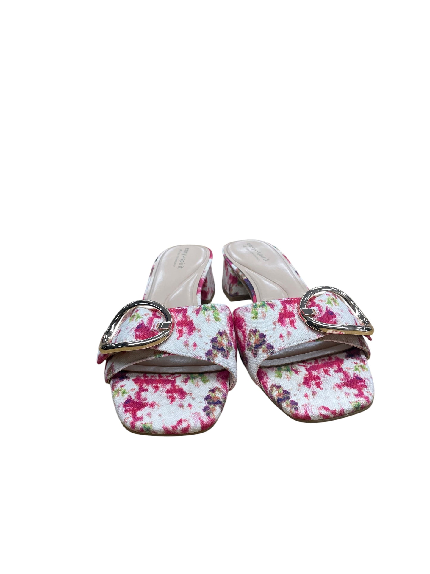 Sandals Heels Block By Easy Spirit In Floral Print, Size:9
