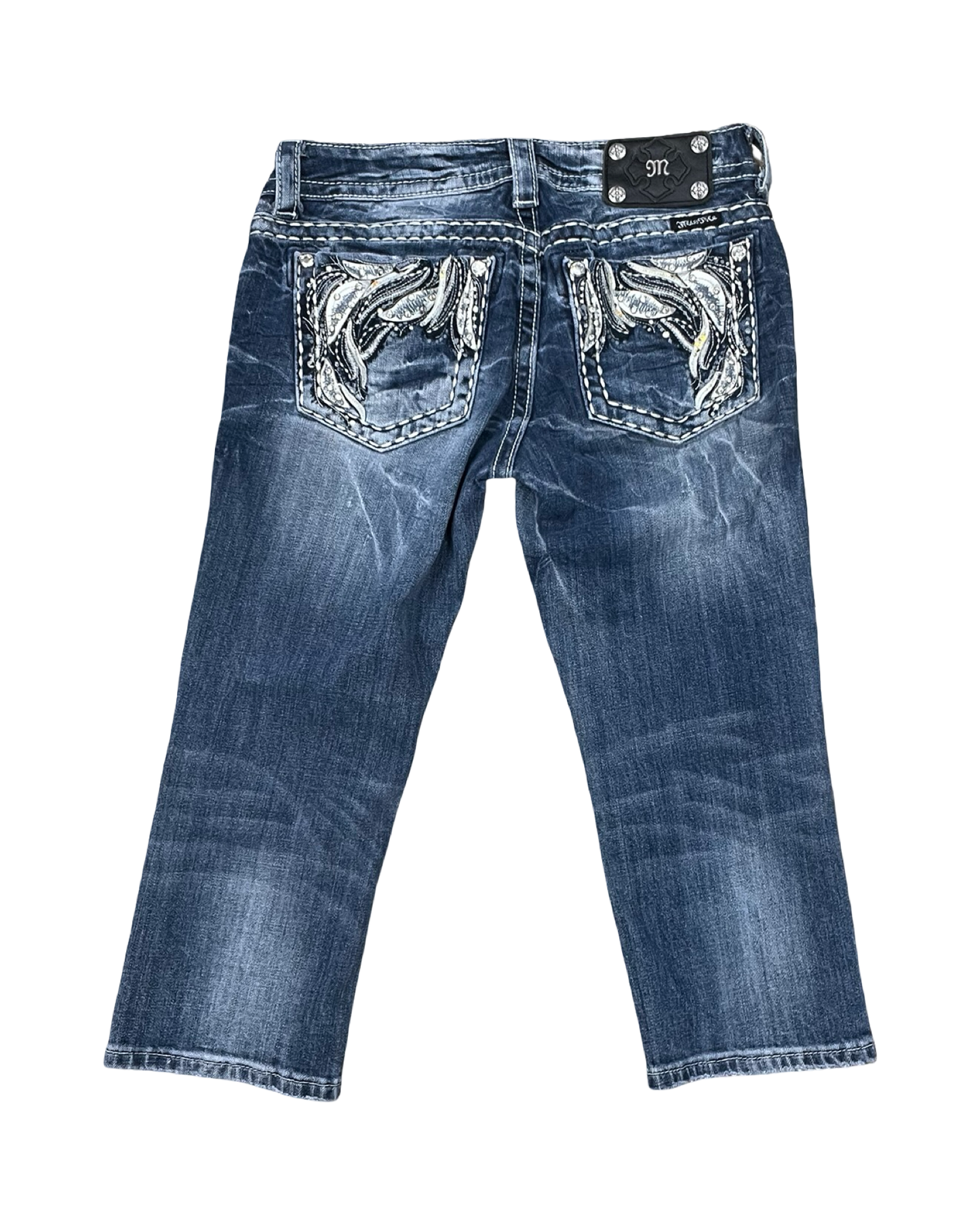 Jeans Cropped By Miss Me In Blue Denim, Size:4