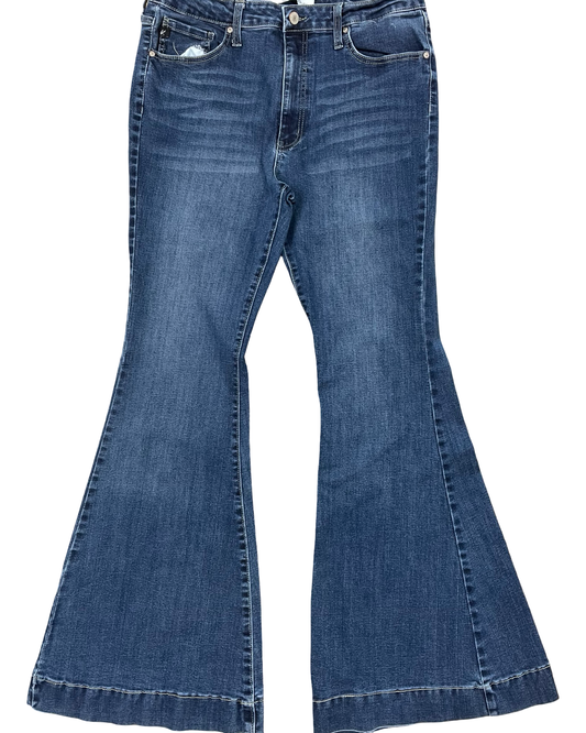 Jeans Flared By Kancan In Blue Denim, Size:10