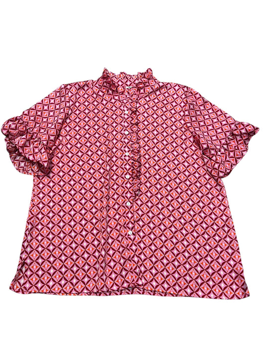 Blouse Ss By Ivy Jane In Pink, Size:Xl