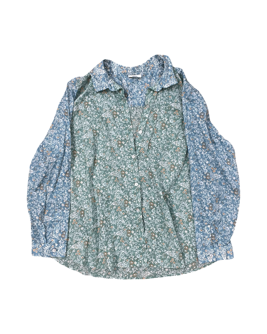Blouse Ls By J. Jill In Cream & Green, Size:Xl