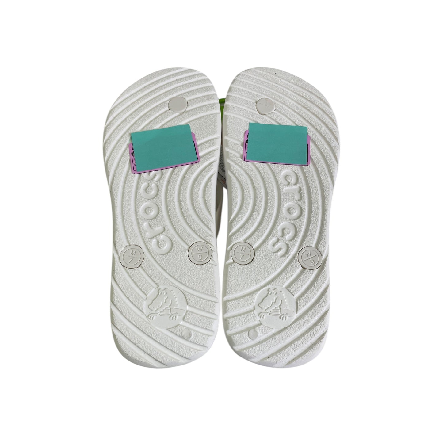 Sandals Flip Flops By Crocs In White, Size:9