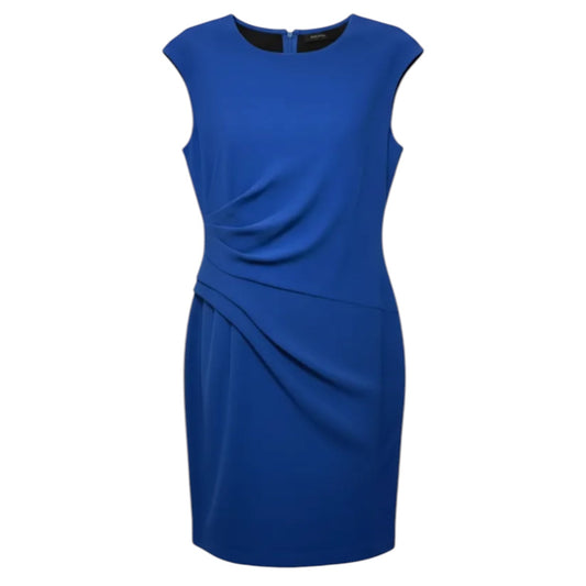 Ponte Drape Sheath Dress Designer By Lafayette 148 In Imperiale Blue, Size: 10