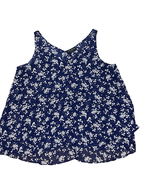 Top Sleeveless By Lane Bryant In Blue & Cream, Size:Xl