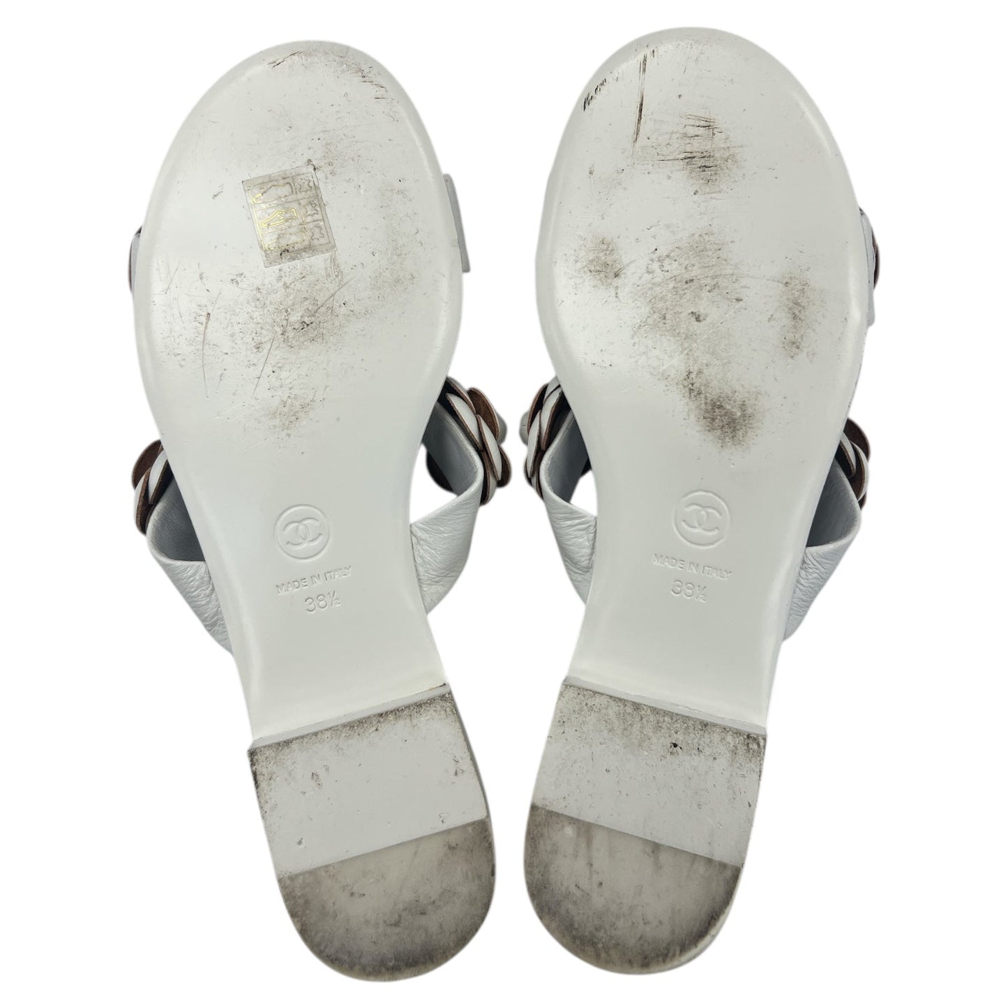 Sandals Luxury Designer By Chanel In White, Size:8.5