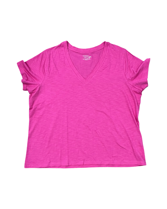 Top Ss Basic By Time And Tru In Pink, Size:3X