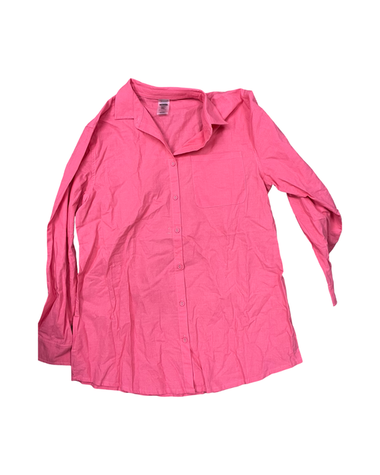 Blouse Ls By Kittenish In Pink, Size:Xl