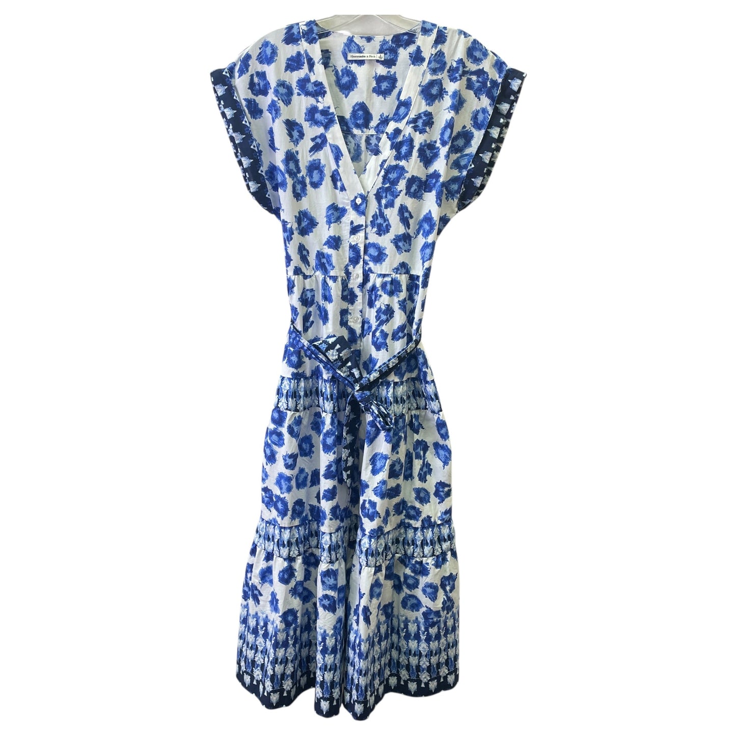 Dress Casual Midi By Abercrombie And Fitch In Blue & White, Size:S