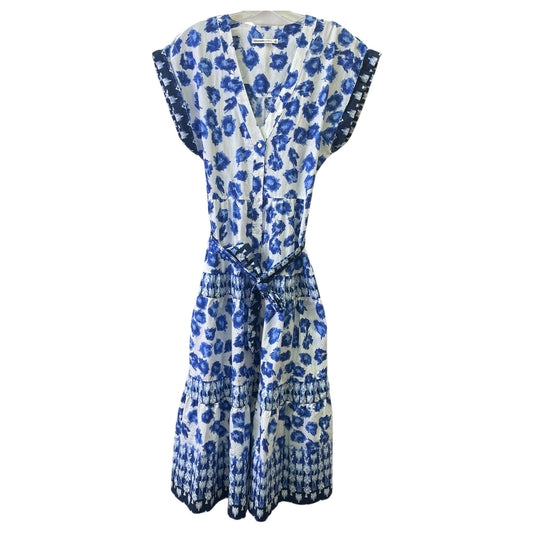 Dress Casual Midi By Abercrombie And Fitch In Blue & White, Size:S