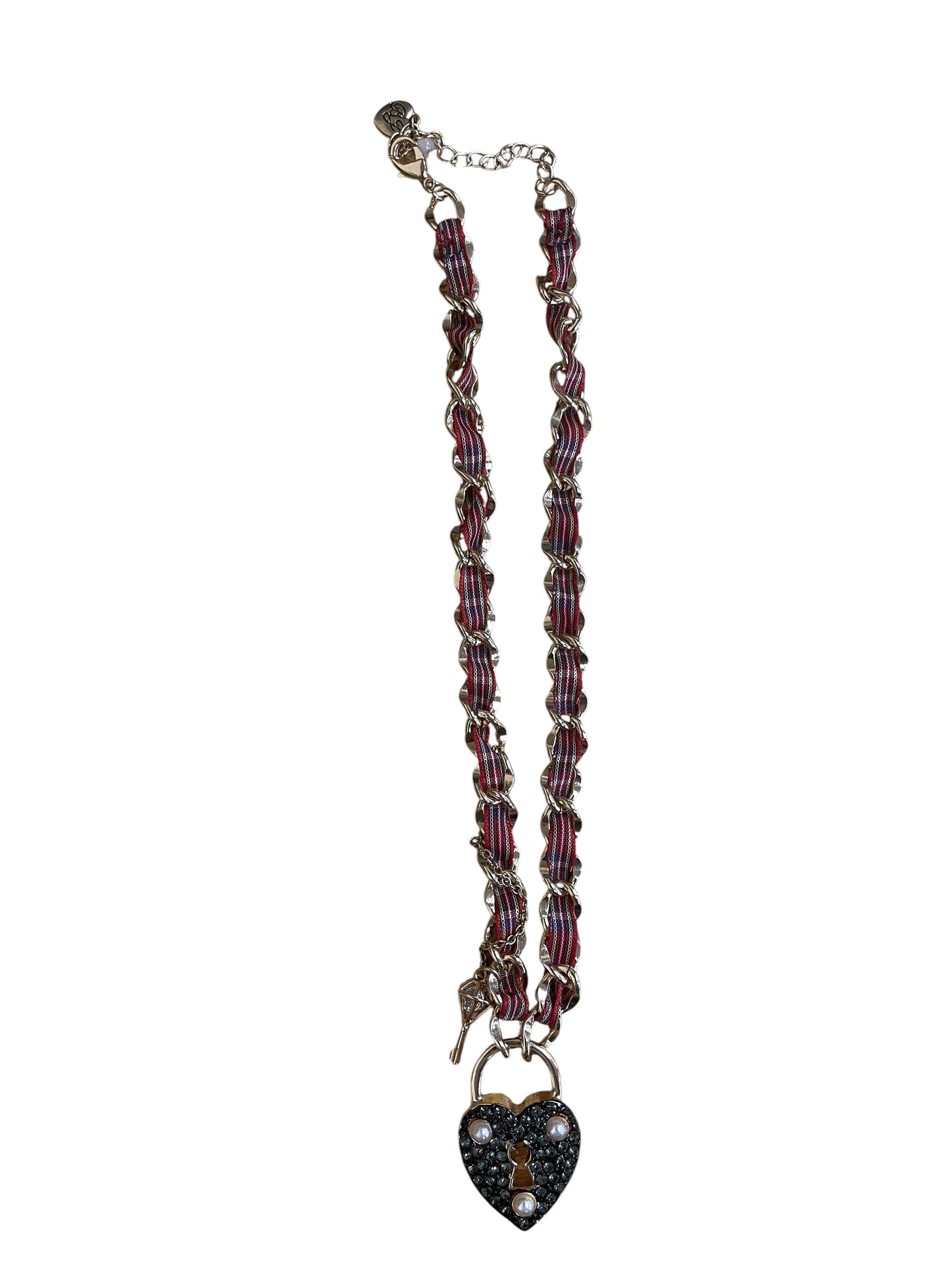 Necklace Charm By Betsey Johnson In Gold & Red
