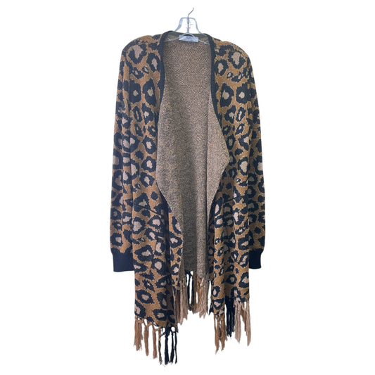 Sweater Cardigan By Hilary Radley In Animal Print