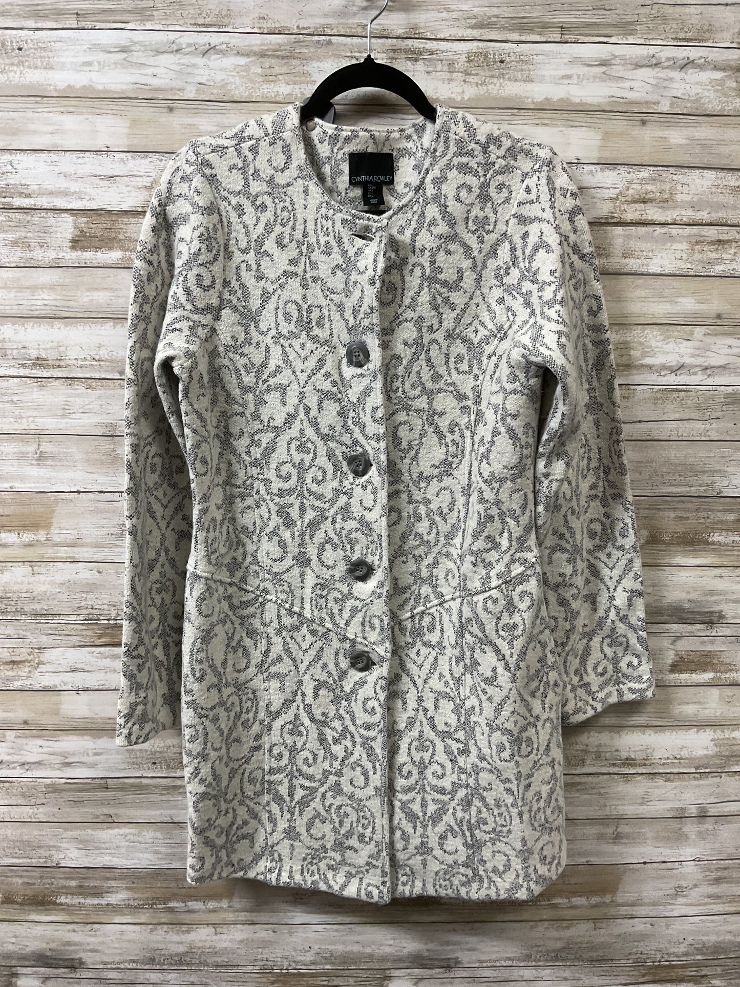 Coat Wool By Cynthia Rowley In Cream & Grey, Size:L