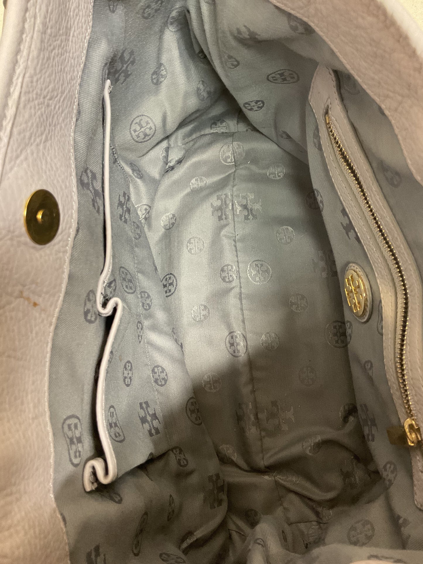 Handbag Designer By Tory Burch In Grey, Size:Medium