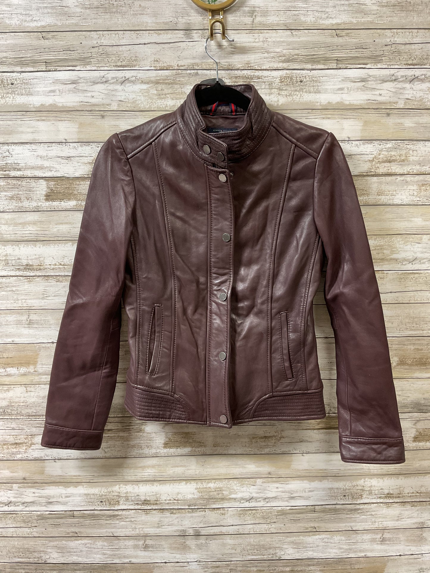 Jacket Leather By Tommy Hilfiger In Brown, Size:Xs