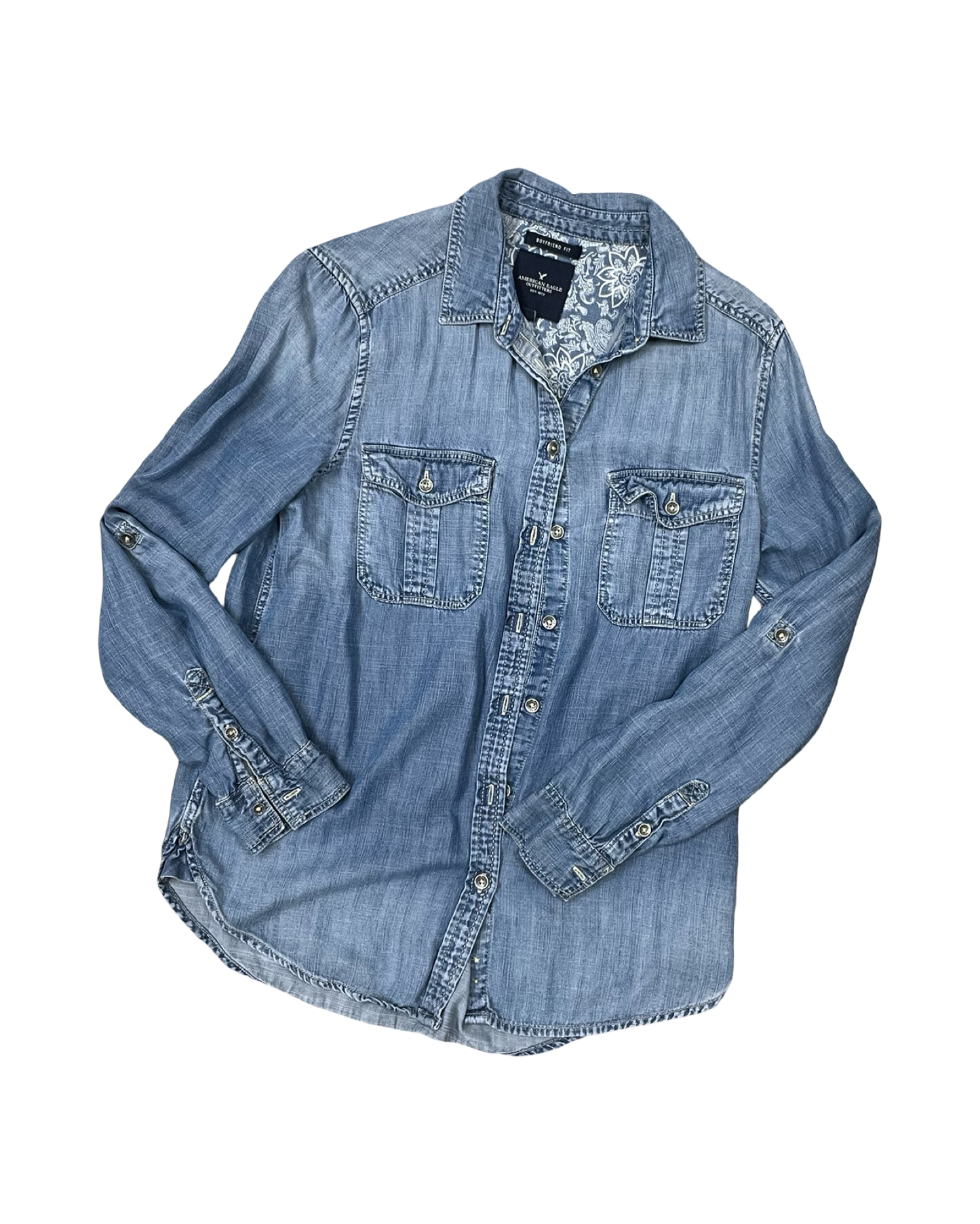 Top Ls By American Eagle In Blue Denim, Size:S