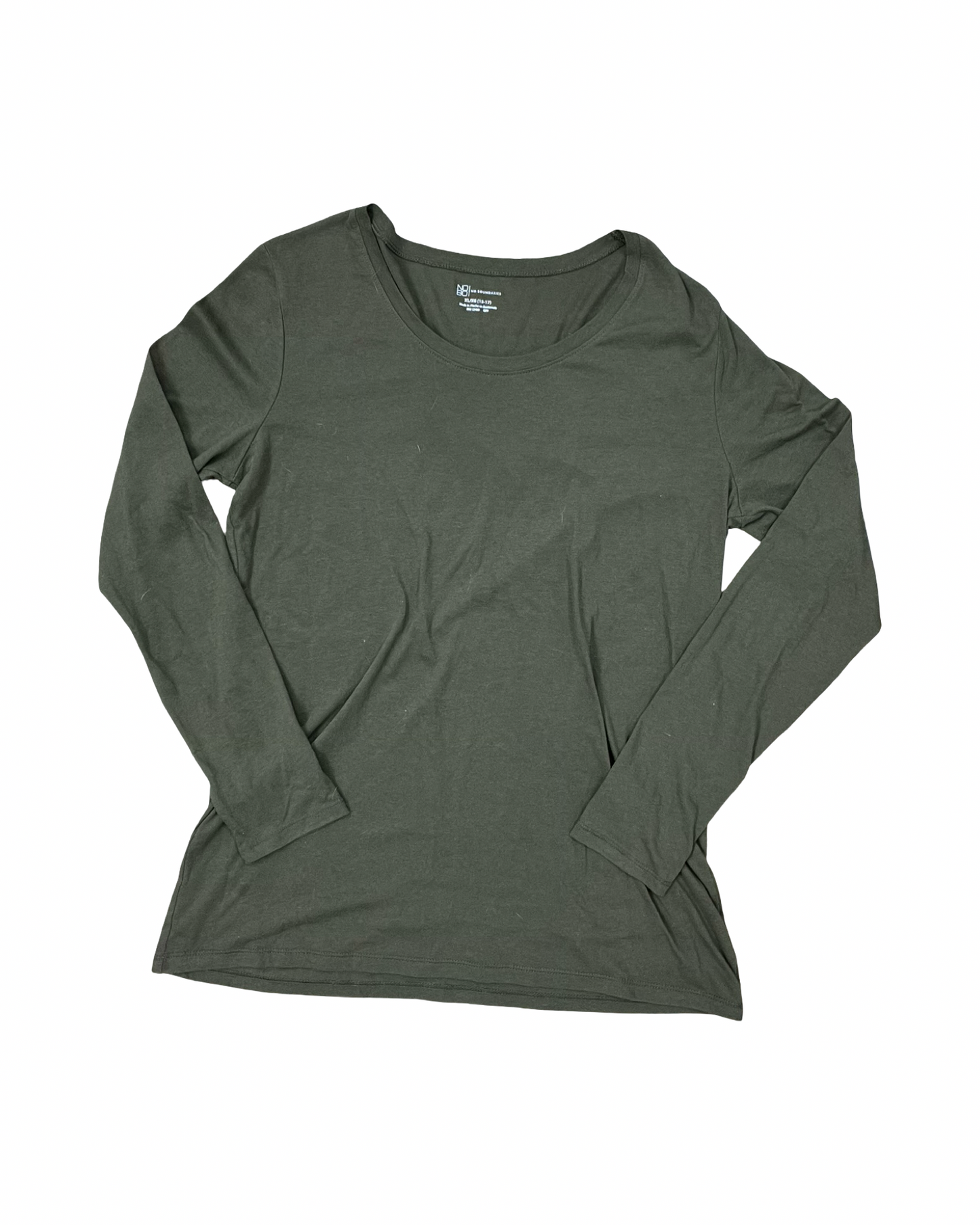Top Ls By No Boundaries In Green, Size:Xl
