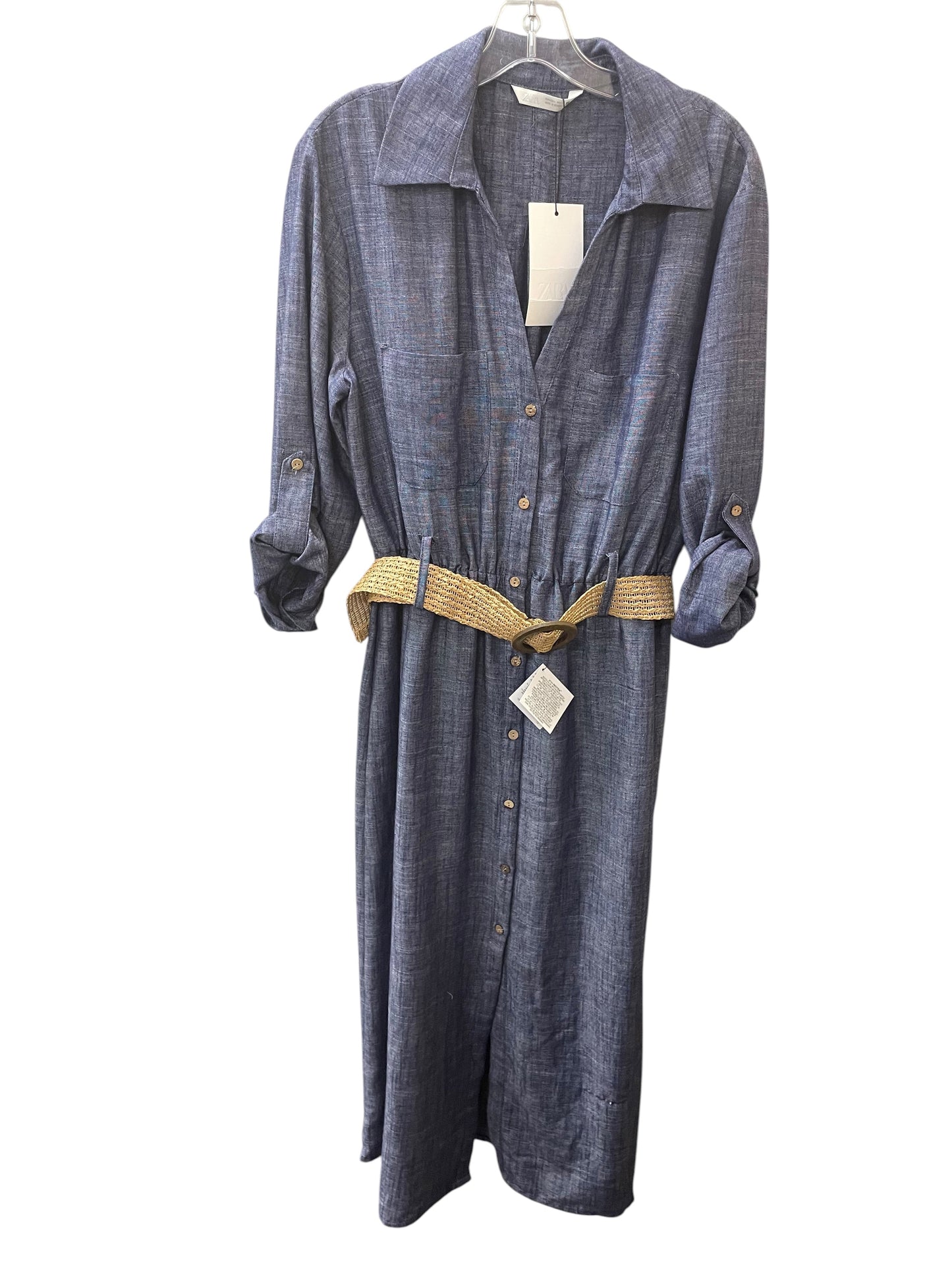 Dress Casual Maxi By Zara In Blue Denim, Size:L