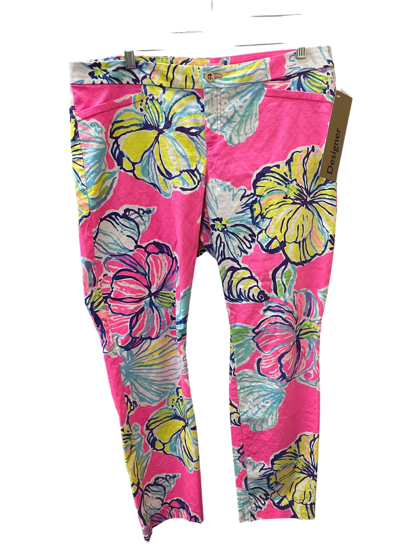 Pants Designer By Lilly Pulitzer In Pink & Yellow, Size:14