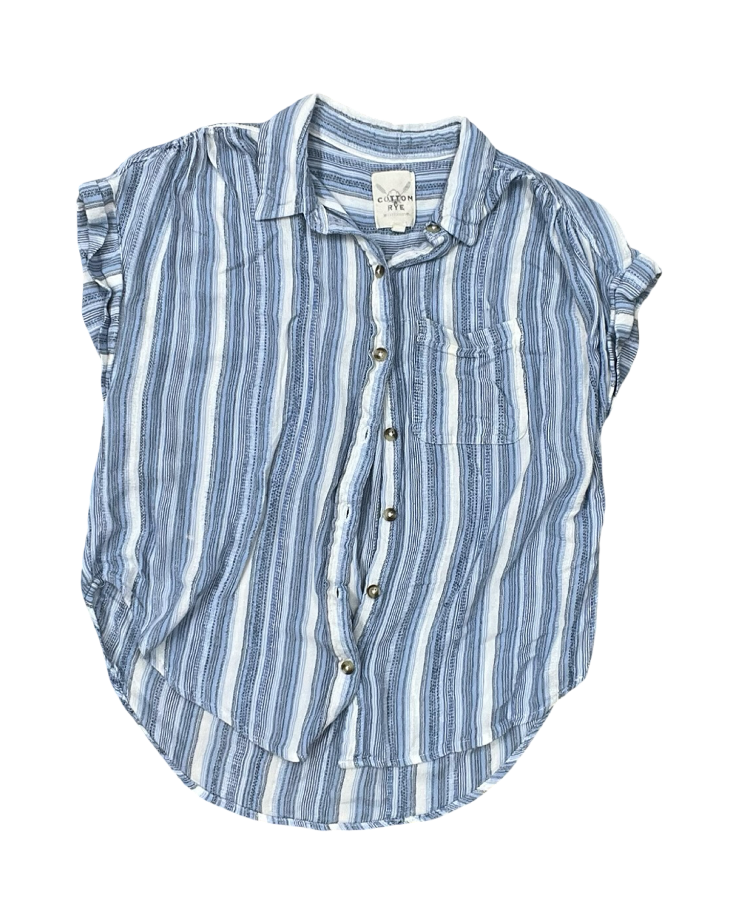 Top Ss By Clothes Mentor In Blue & White, Size:M
