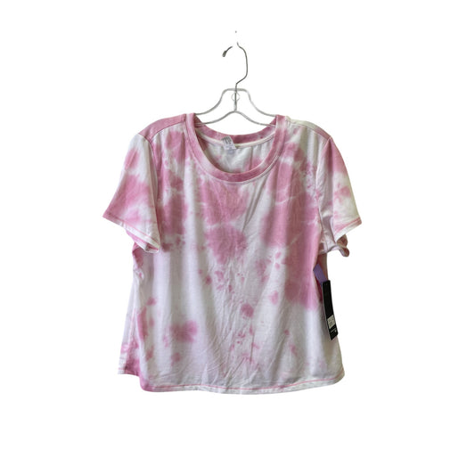 Athletic Top Ss By 90 Degrees By Reflex In Pink & White, Size:L