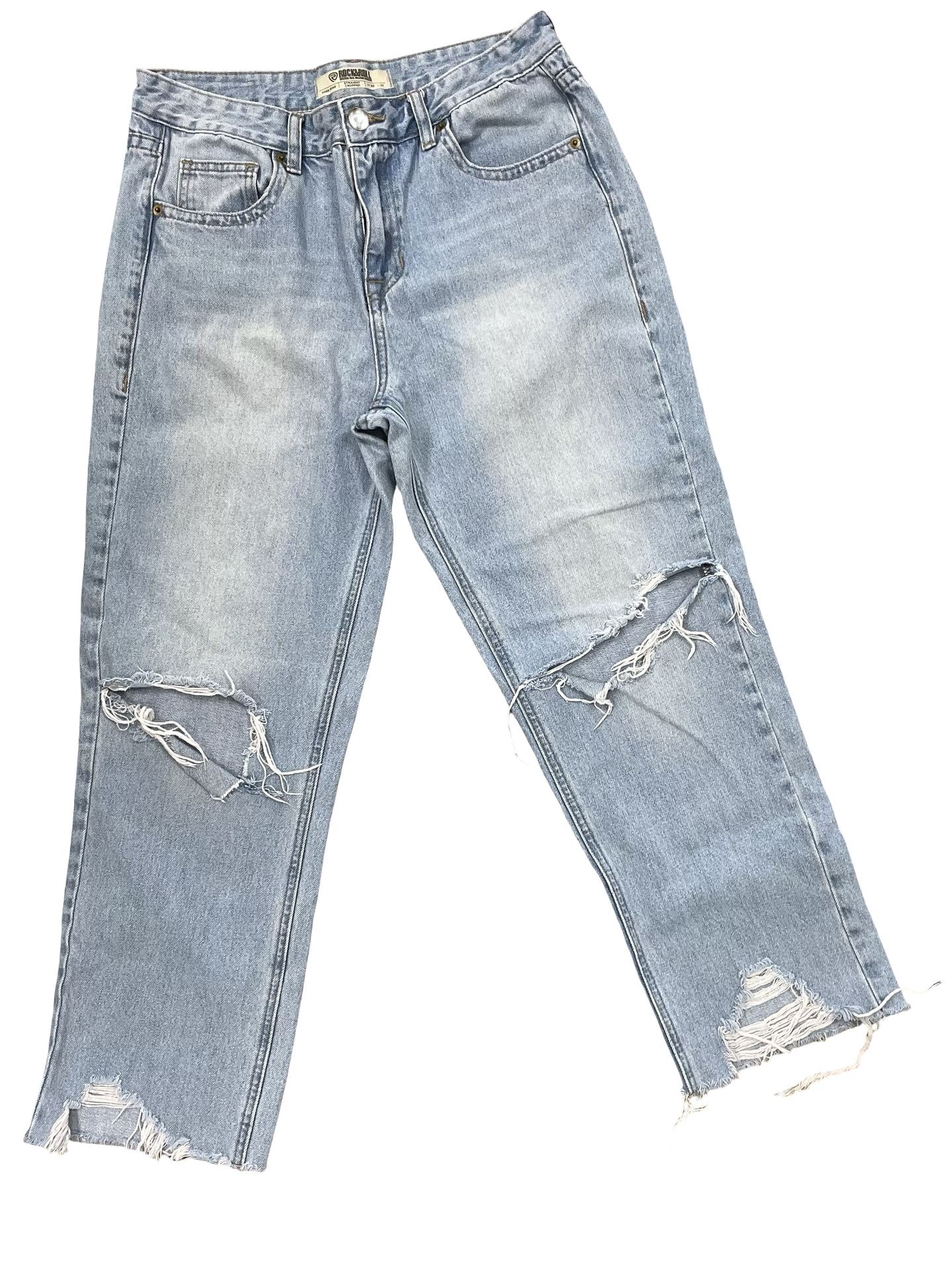 Pants Cropped By Rock & Roll In Blue Denim, Size:10