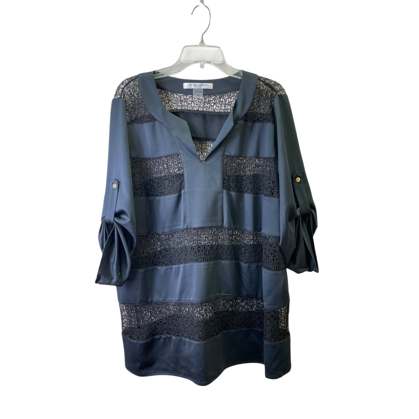 Top 3/4 Sleeve By Peter Nygard In Black, Size:1X