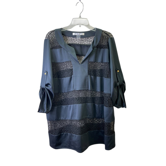 Top 3/4 Sleeve By Peter Nygard In Black, Size:1X