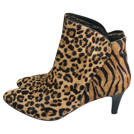 BOOTS ANKLE HEELS by ALFANI in ANIMAL PRINT, Size:8