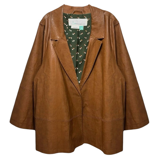 Hayden Faux Leather Jacket By Anthropologie In Brown, Size: 3X