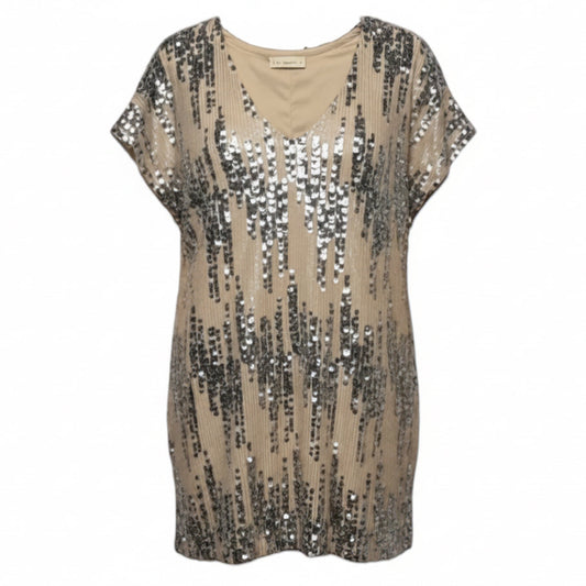 Sequin Dress Casual Short By By Together In Silver & Tan, Size: M