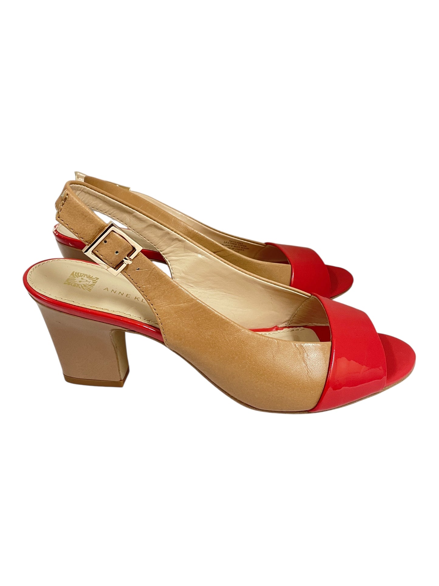 Shoes Heels Block By Anne Klein In Pink & Tan, Size:9