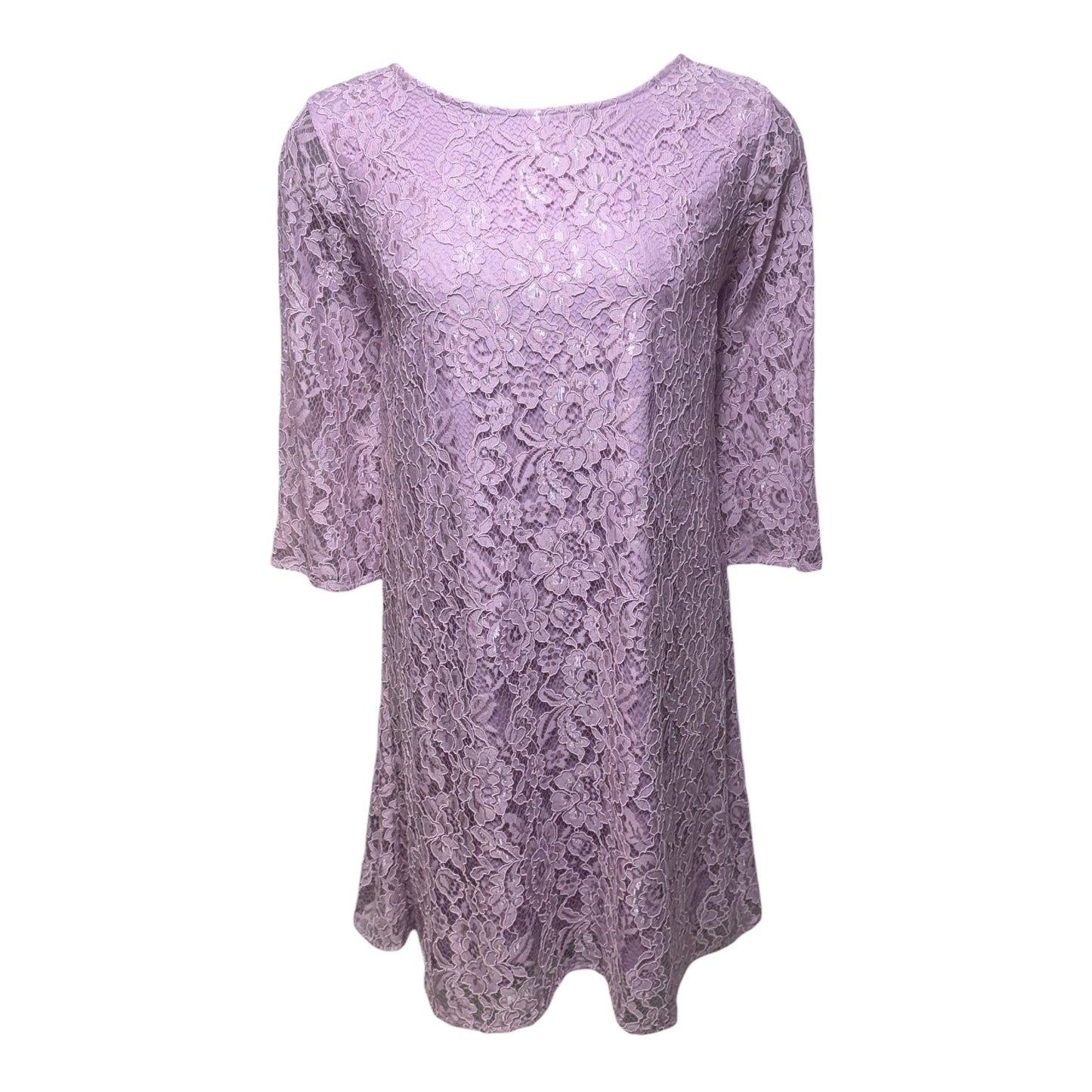 Flora Lace Knit Swing Dress By Caroline Rose In Iced Orchid, Size: XL