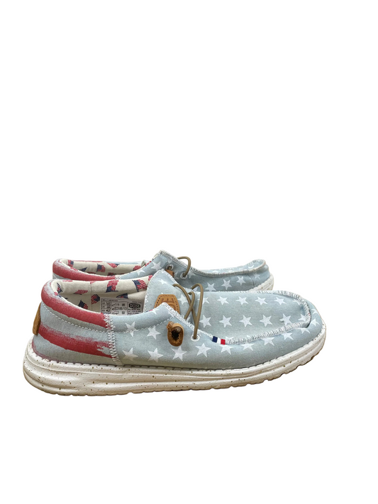 Shoes Flats By Hey Dude In Grey & White, Size:11