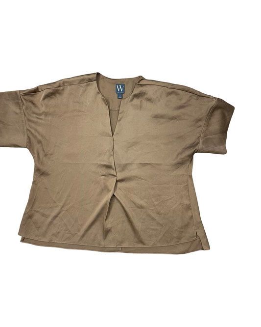 Blouse Ss By Worthington In Blue & Cream, Size:L
