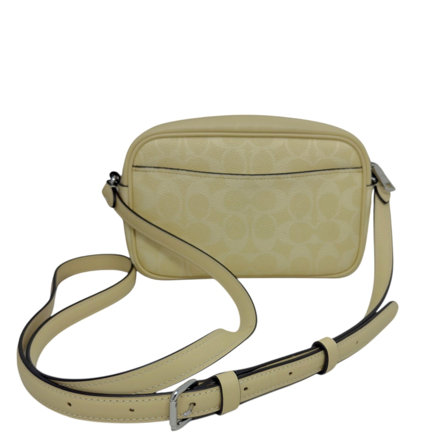 Mini Jamie Camera Signature Coated Canvas Crossbody Bag Designer By Coach In Hay, Size: Medium